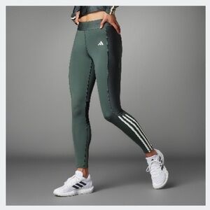 adidas Hyperglam Shine Full Length Leggings Green White XL
